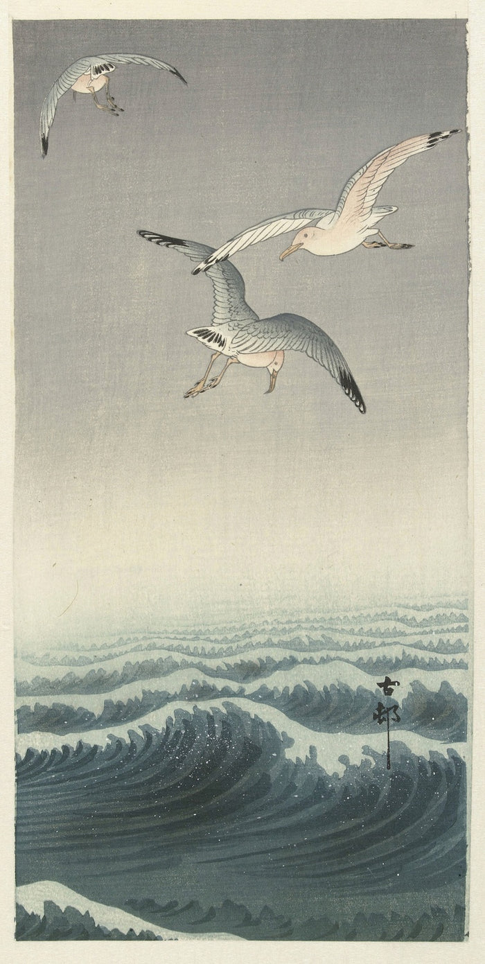 Three Gulls by Ohara Koson, 1900