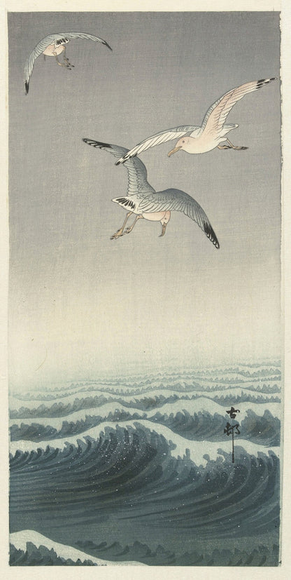 Three Gulls by Ohara Koson, 1900