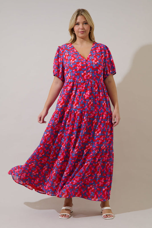 Tiered Maxi Dress Averly Geo Curve