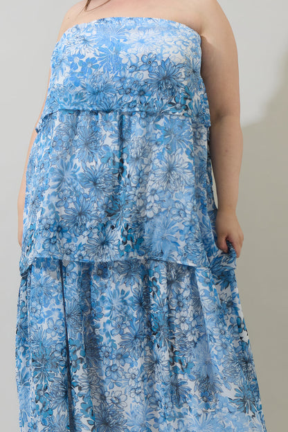 Tierra Floral Briary Strapless Maxi Dress Curve