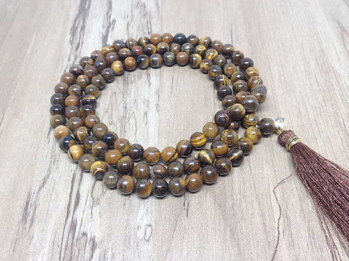 Tiger Eye Gemstone Mala, 108 Prayer Bead Mala.
