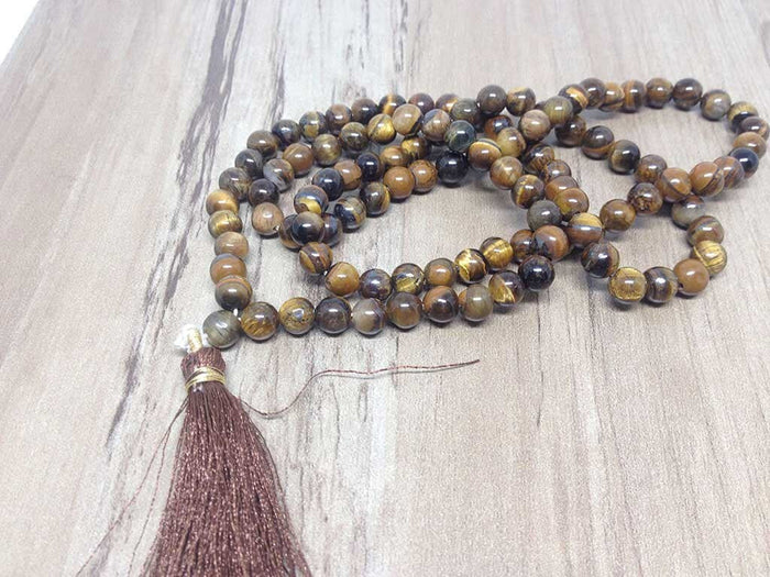 Tiger Eye Gemstone Mala, 108 Prayer Bead Mala.