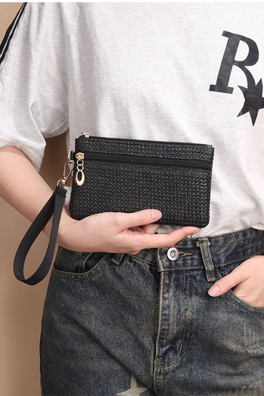 Time To Play Straw Black Wristlet-Cute-Trendy-Shop-Womens-Boutique-Clothing-Store