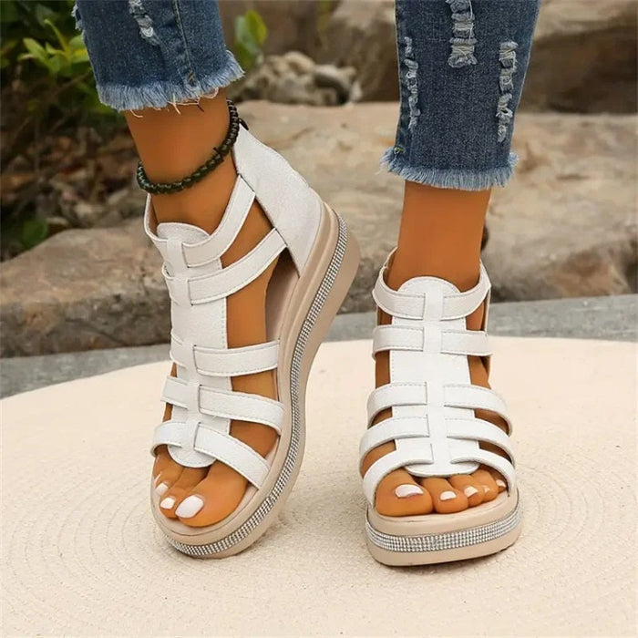 Tina - Sandales à Semelles Compensées avec Décoration en Strass