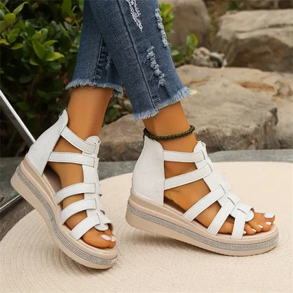 Tina - Sandales à Semelles Compensées avec Décoration en Strass