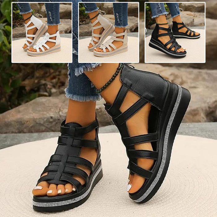 Tina - Sandales à Semelles Compensées avec Décoration en Strass