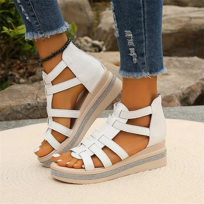 Tina - Sandales à Semelles Compensées avec Décoration en Strass
