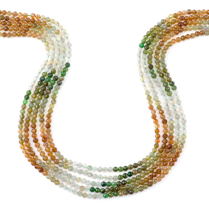 This is a Dakota Stones 3mm Tourmaline Yellow Green Banded Gemstone strand with faceted round beads in 15-16 inch strand.