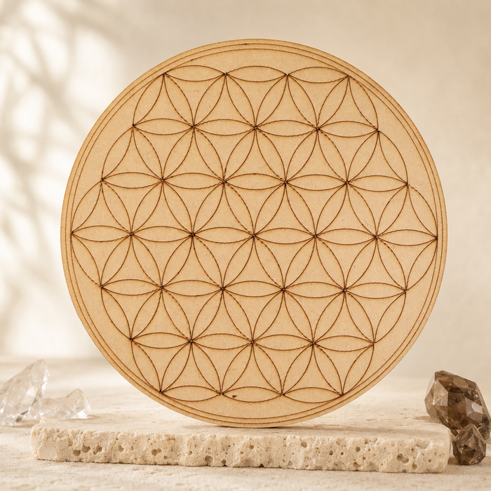 Tree of Life Crystal Grid Board, 6" Wooden Crystal Grid Plate