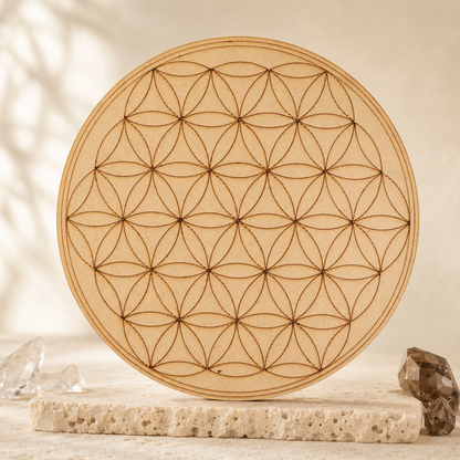 Tree of Life Crystal Grid Board, 6" Wooden Crystal Grid Plate