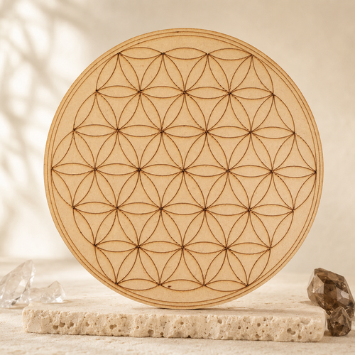 Tree of Life Crystal Grid Board, 6" Wooden Crystal Grid Plate
