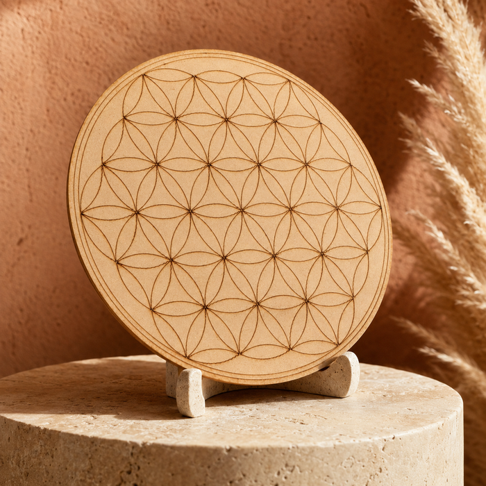 Tree of Life Crystal Grid Board, 6" Wooden Crystal Grid Plate