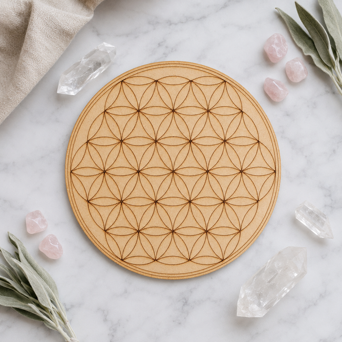 Tree of Life Crystal Grid Board, 6" Wooden Crystal Grid Plate