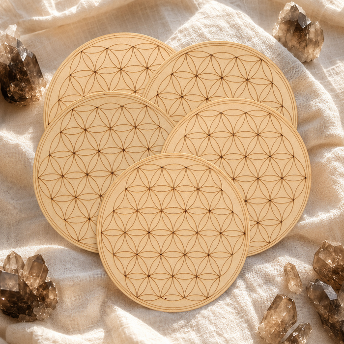 Tree of Life Crystal Grid Board, 6" Wooden Crystal Grid Plate