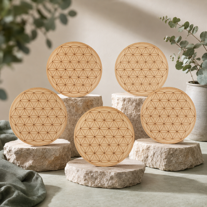 Tree of Life Crystal Grid Board, 6" Wooden Crystal Grid Plate