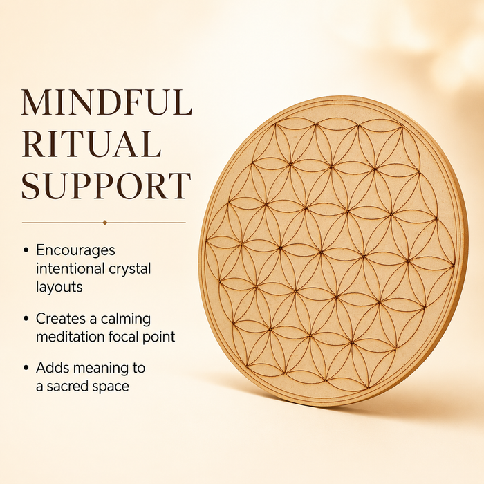 Tree of Life Crystal Grid Board, 6" Wooden Crystal Grid Plate