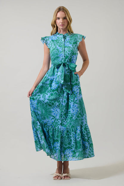 Tressa Floral Riah Button Down Maxi Dress