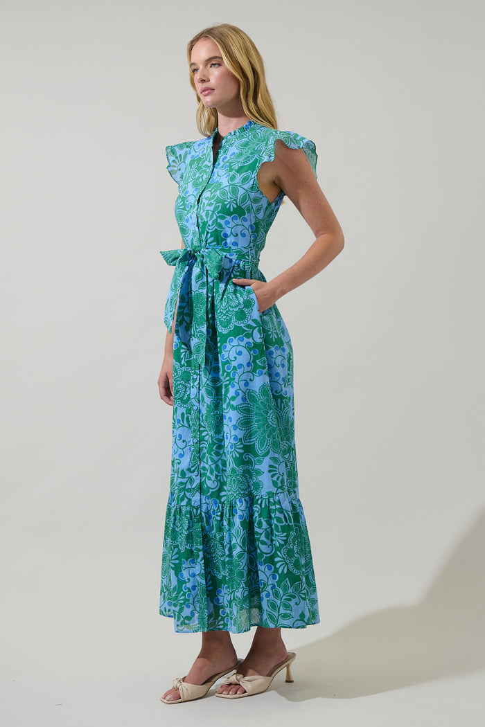 Tressa Floral Riah Button Down Maxi Dress