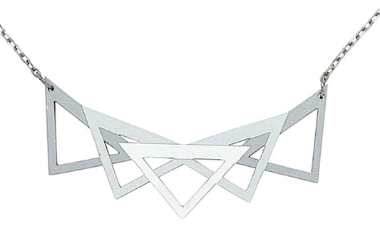 Triangle crown geometric pendant necklace, laser-cut and made in USA
