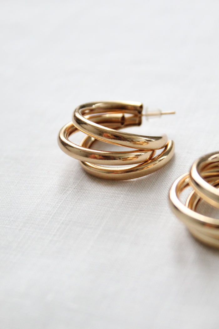 trio goldtone hoops