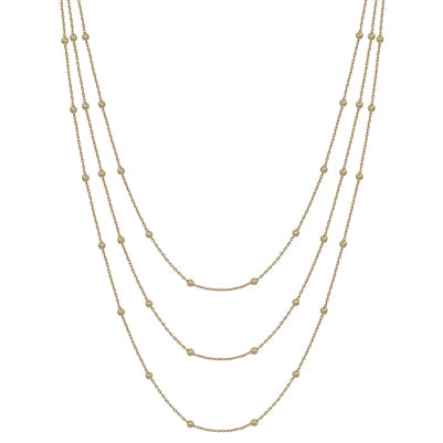 TRIPLE LAYERED GOLD THIN DOT CHAIN NECKLACE, GOLD