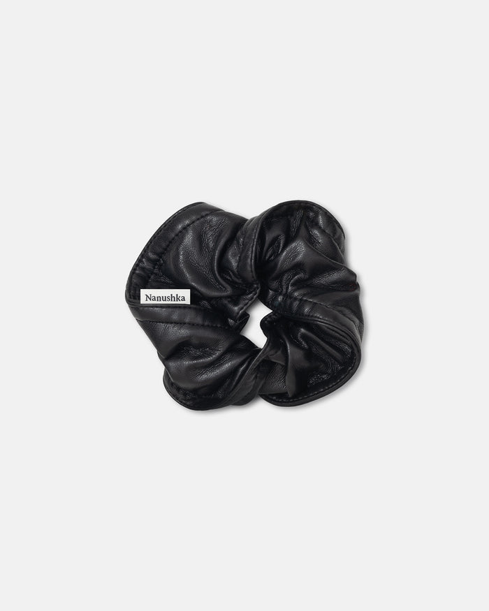 Trish - Regenerated leather scrunchie - Black