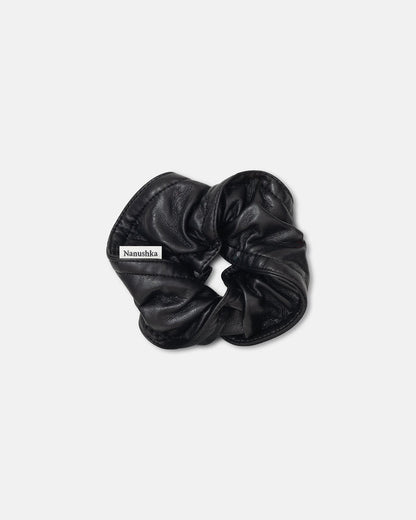 Trish - Regenerated leather scrunchie - Black