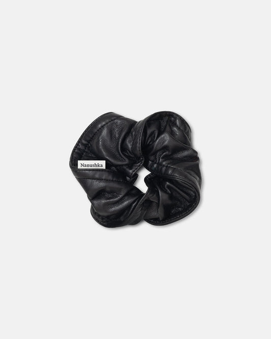 Trish - Regenerated leather scrunchie - Black