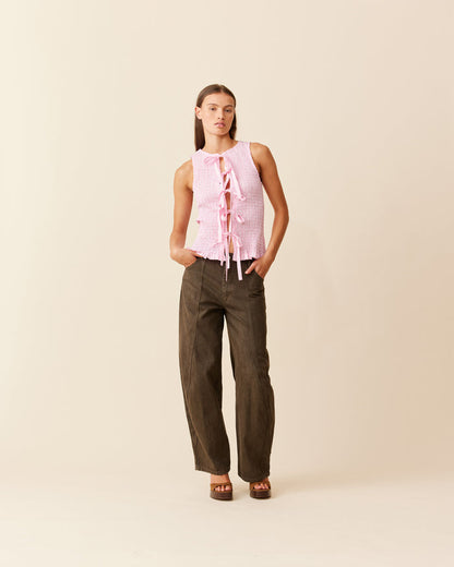 TRULLI TIE TOP PINK STRIPE