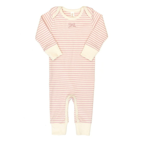 Tun Tun Lap Should Ribbed Romper in Rose Quartz Stripe