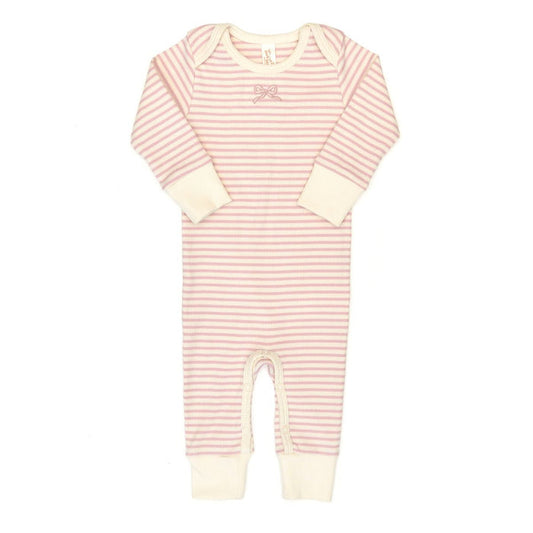 Tun Tun Lap Should Ribbed Romper in Rose Quartz Stripe