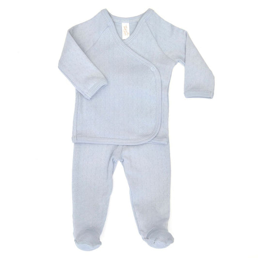 Tun Tun Pointelle Kimono Set in Mist Blue