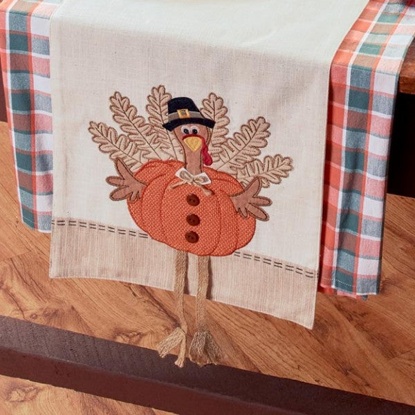 Turkey Table Runner with Dangling Legs Display