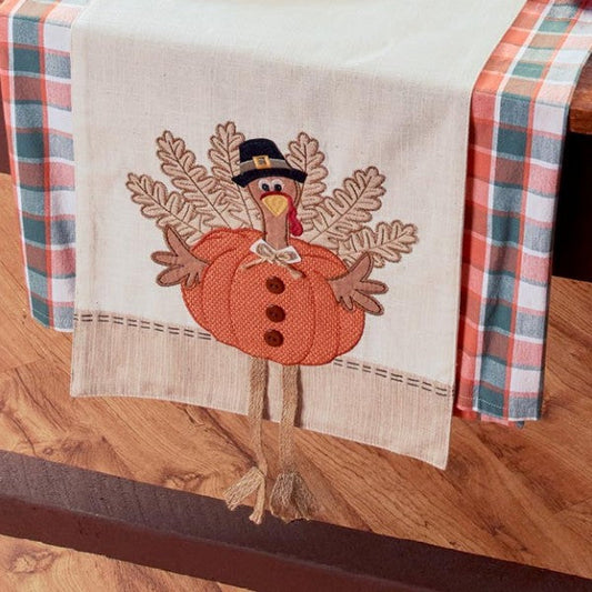 Turkey Table Runner with Dangling Legs Display