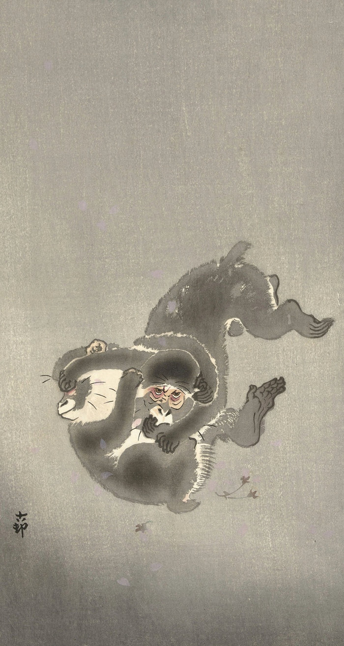 Two Monkeys Playing by Ohara Koson, 1900