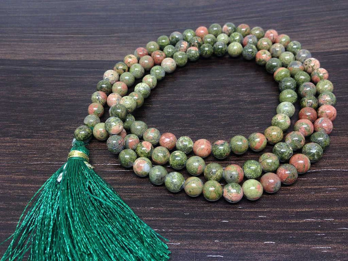 Unakite Gemstone Mala, 108 Prayer Bead Mala