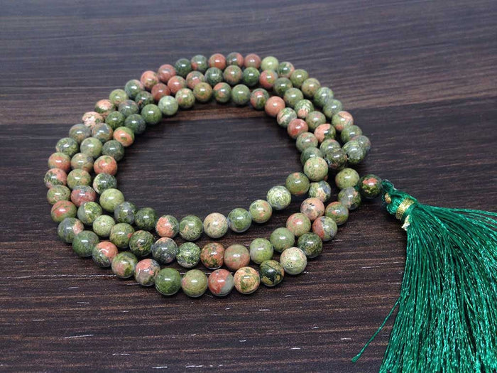 Unakite Gemstone Mala, 108 Prayer Bead Mala