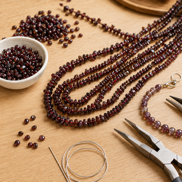 Uncut Raw Garnet Crystal Chip Beads for Necklace (Manifestation and Power)