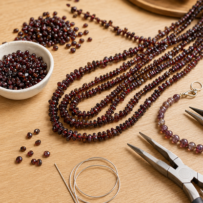 Uncut Raw Garnet Crystal Chip Beads for Necklace (Manifestation and Power)