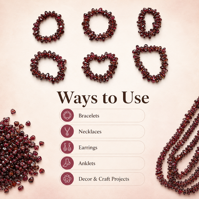 Uncut Raw Garnet Crystal Chip Beads for Necklace (Manifestation and Power)