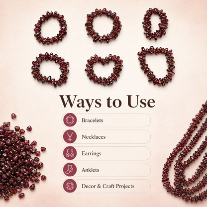 Uncut Raw Garnet Crystal Chip Beads for Necklace (Manifestation and Power)