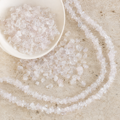 Uncut Raw Rose Quartz Crystal Chip Beads for Necklace (Creativity and Empathy).