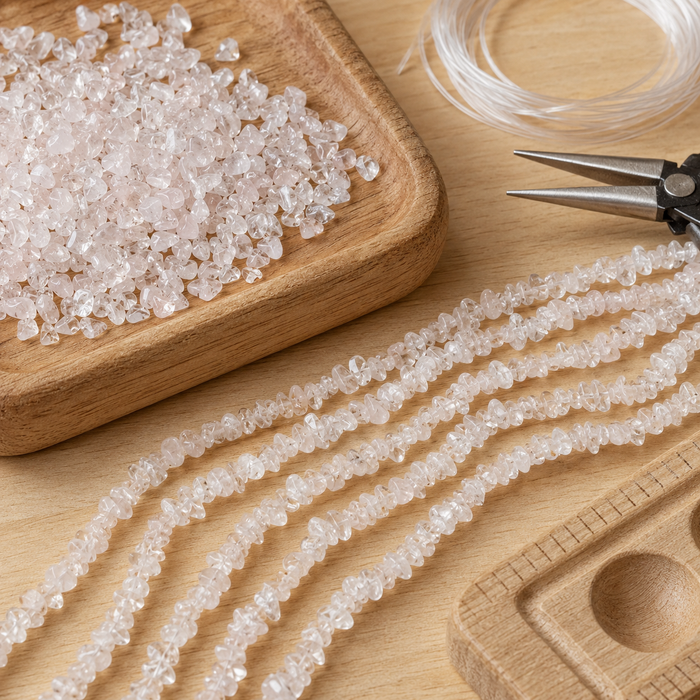Uncut Raw Rose Quartz Crystal Chip Beads for Necklace (Creativity and Empathy).