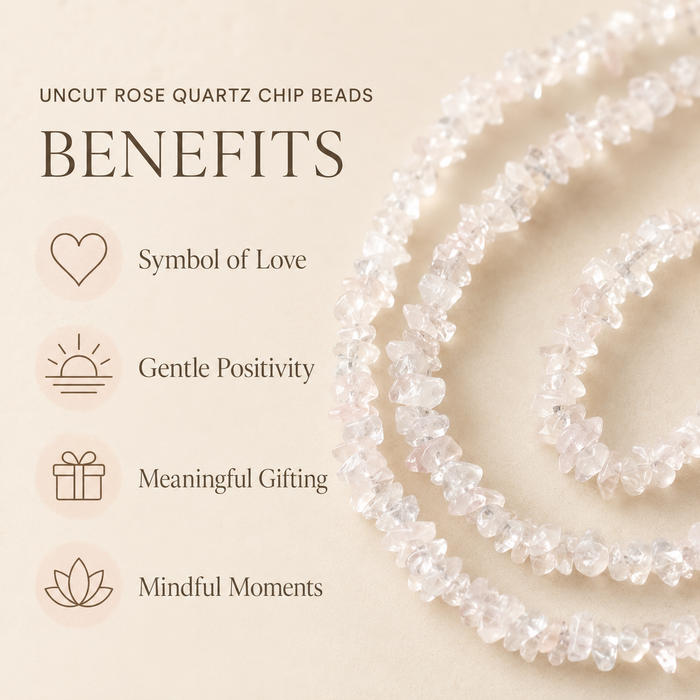 Uncut Raw Rose Quartz Crystal Chip Beads for Necklace (Creativity and Empathy).