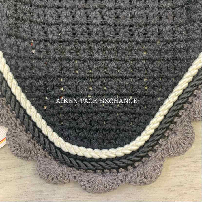 USG by KL Select Fly Veil Ear Bonnet, Black/Ecru/Grey, Size Pony/Cob, Brand New