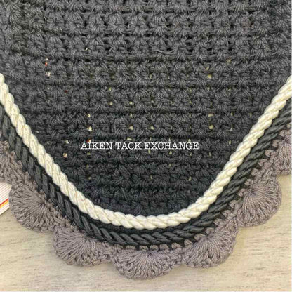 USG by KL Select Fly Veil Ear Bonnet, Black/Ecru/Grey, Size Pony/Cob, Brand New