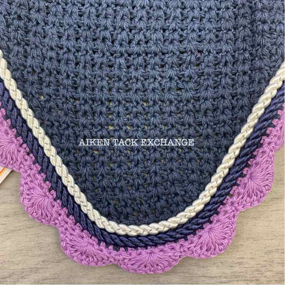 USG by KL Select Fly Veil Ear Bonnet, Navy/Lilac, Size Pony/Cob, Brand New