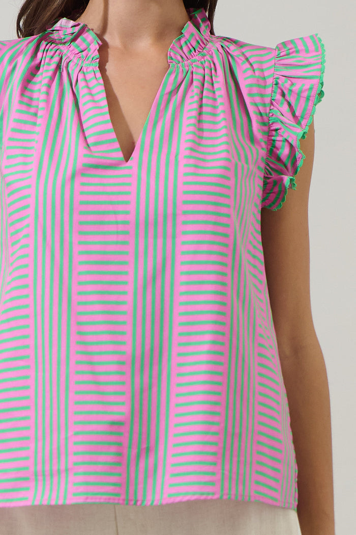 Valda Striped Jazzy Ruffle Top
