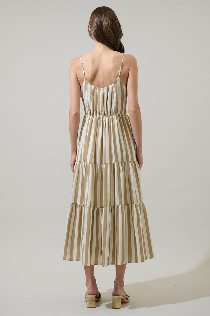 Valera Striped Trisha Tiered Midi Dress