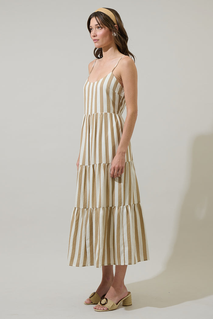Valera Striped Trisha Tiered Midi Dress